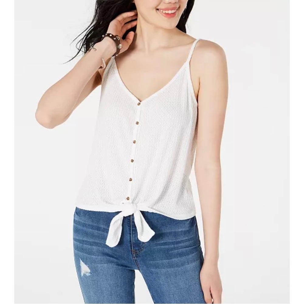Hippie Rose ~ Waffle Knit Tie Front Tank Top